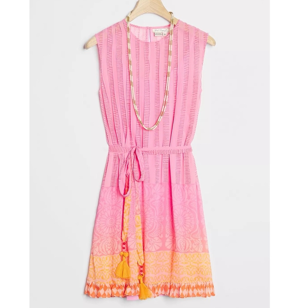 Niki Tlanapan x Anthropologie Lucille silk mini dress printed beautiful xs pink